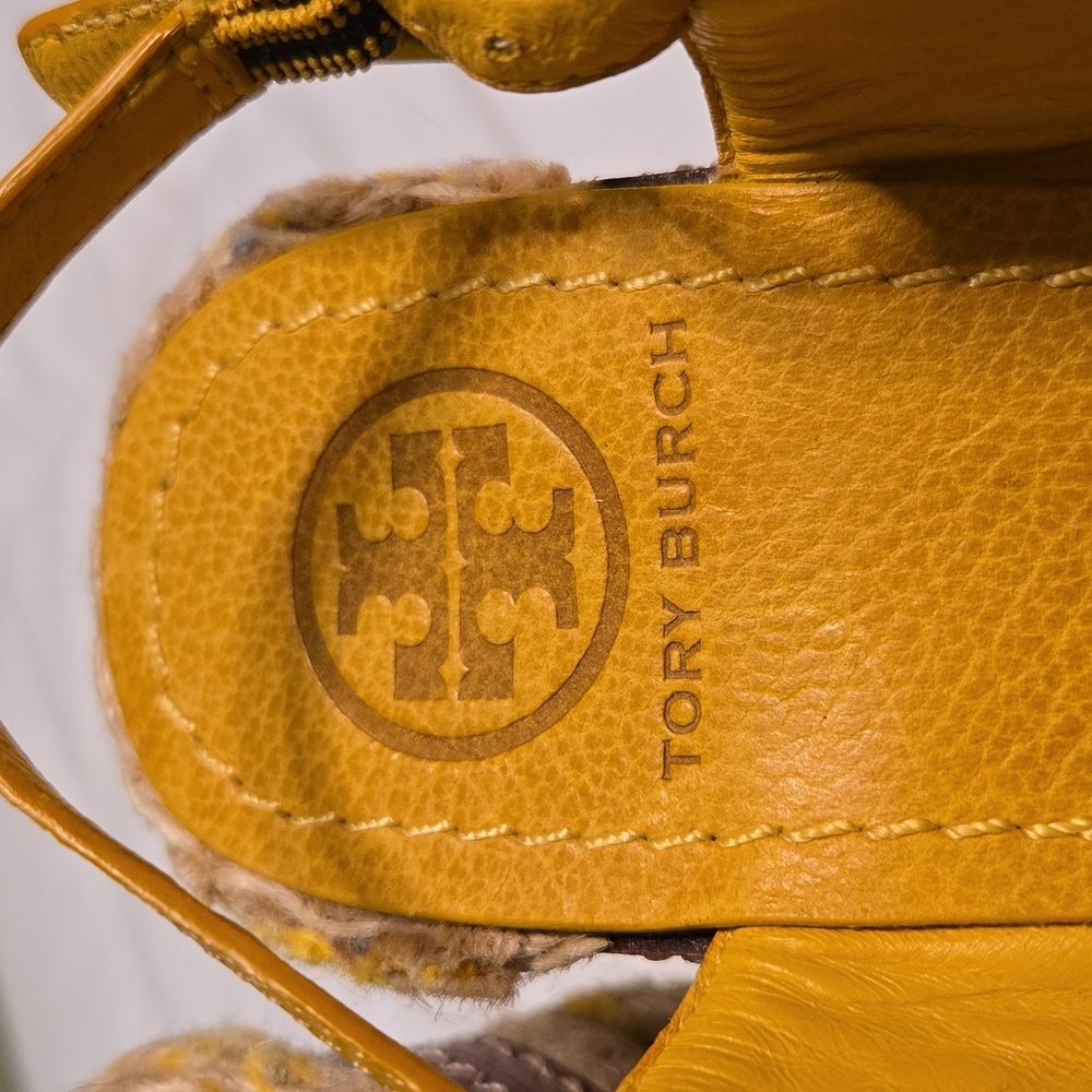 Tory Burch Yellow and Cream Wedges with Espadrille Detail - Picture 2 of 8